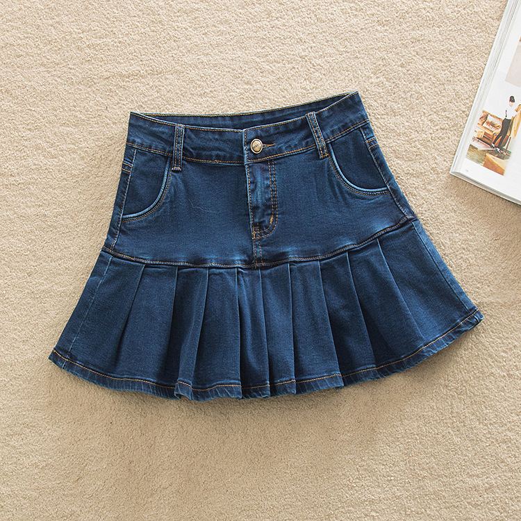 Denim Pleated Mini Skirt  |  Womens Skirts Clothing Skirts