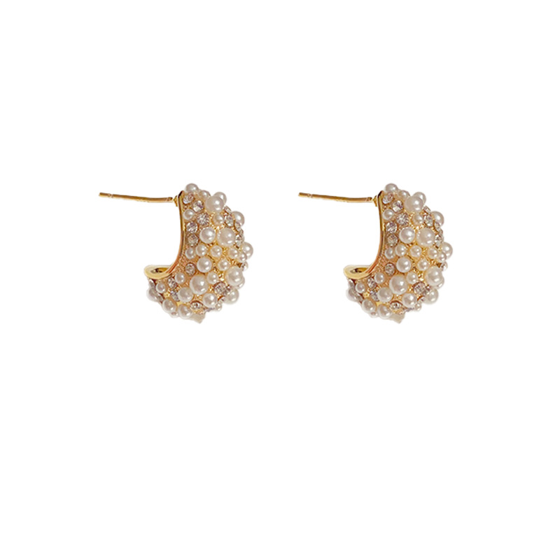 Gold Plated Pearl Embellished Tear Drop Earrings  |  Womens Jewelry Accessories Jewelry