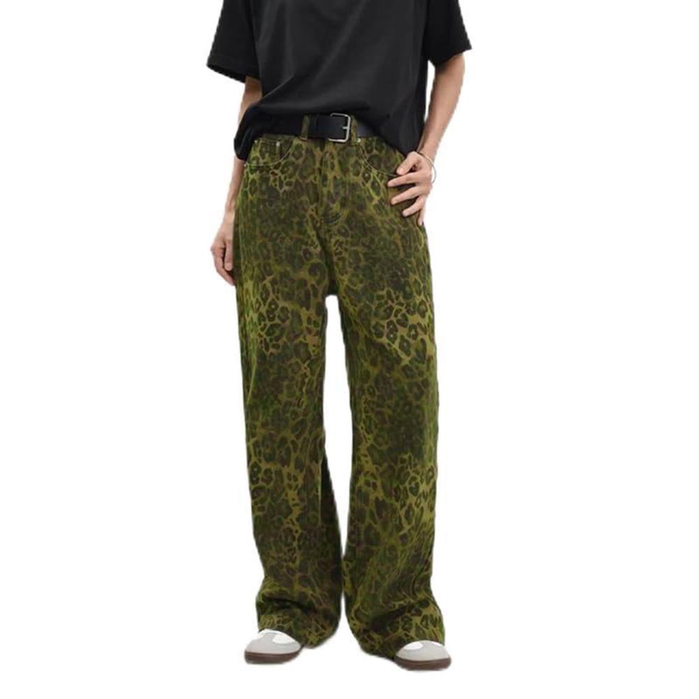 Green Leopard Faux Leather Pant  |  Womens Pants & Jeans Clothing Pants & Jeans