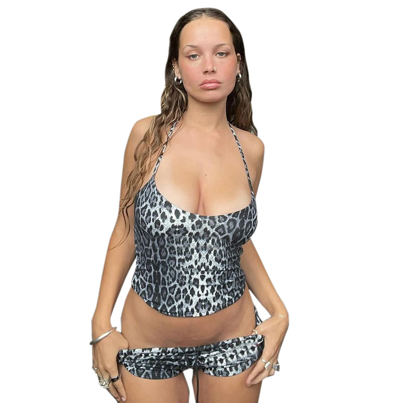 Leopard Print Denim Corset  |  Womens Tops Clothing Tops