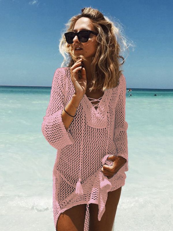 Love Coastline Long Sleeve Crochet Beach Dress  |  Womens Swimwear Clothing Swimwear