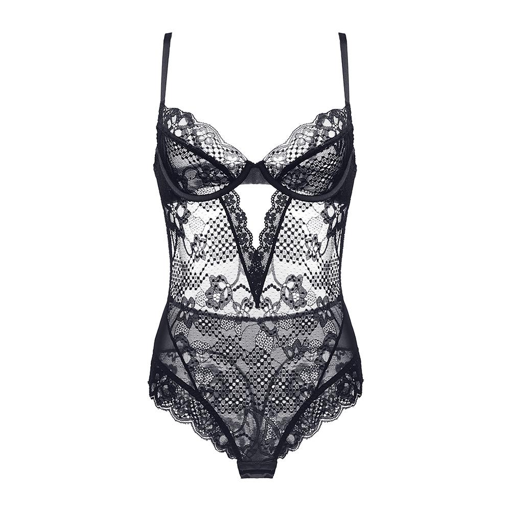 Mesh And Lace Underwired Cut Out Bodysuit  |  Womens Lingerie Clothing Lingerie