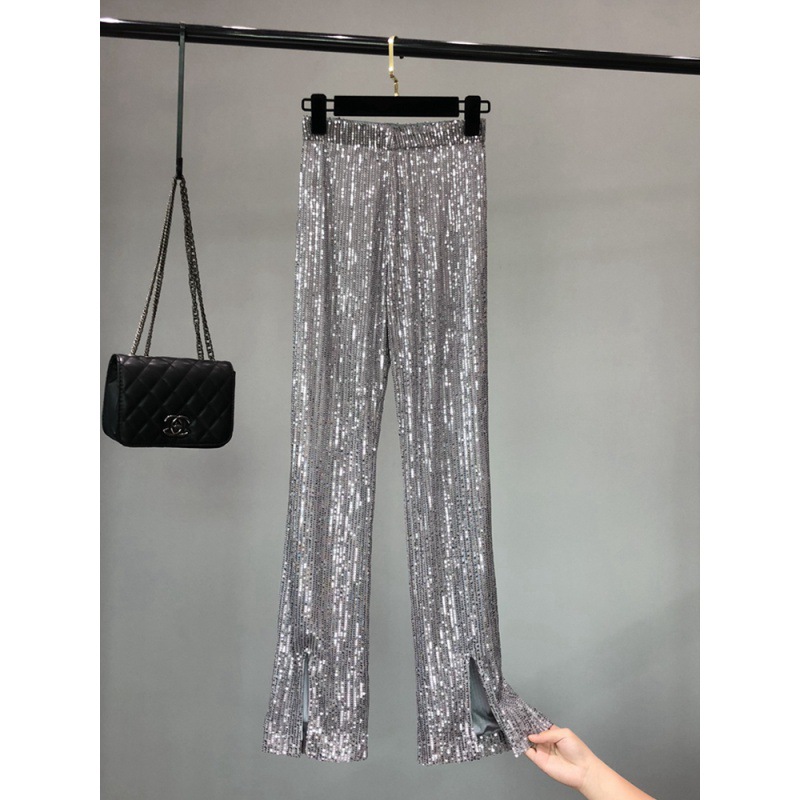 Metallic Sequin Wide Leg Pants  |  Womens Pants & Jeans Clothing Pants & Jeans