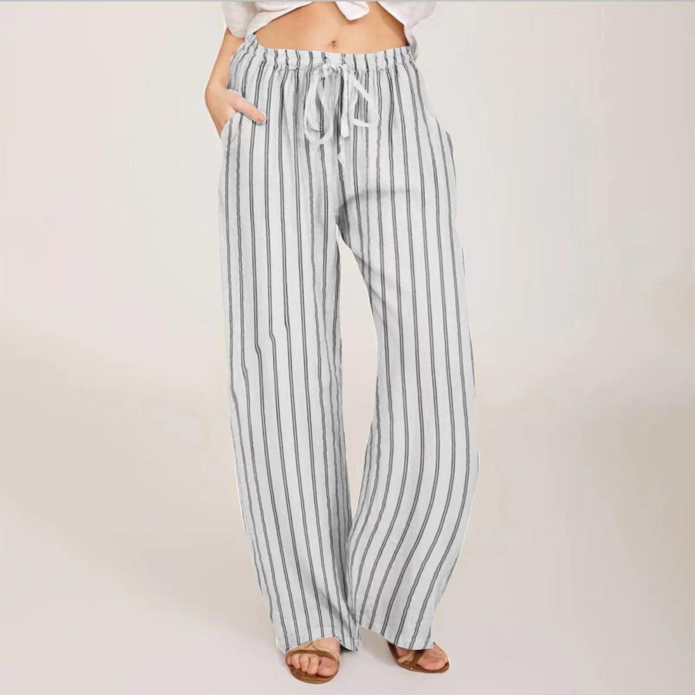 Monochrome Stripe Drawstring Wide Leg Pants  |  Womens Pants & Jeans Clothing Pants & Jeans