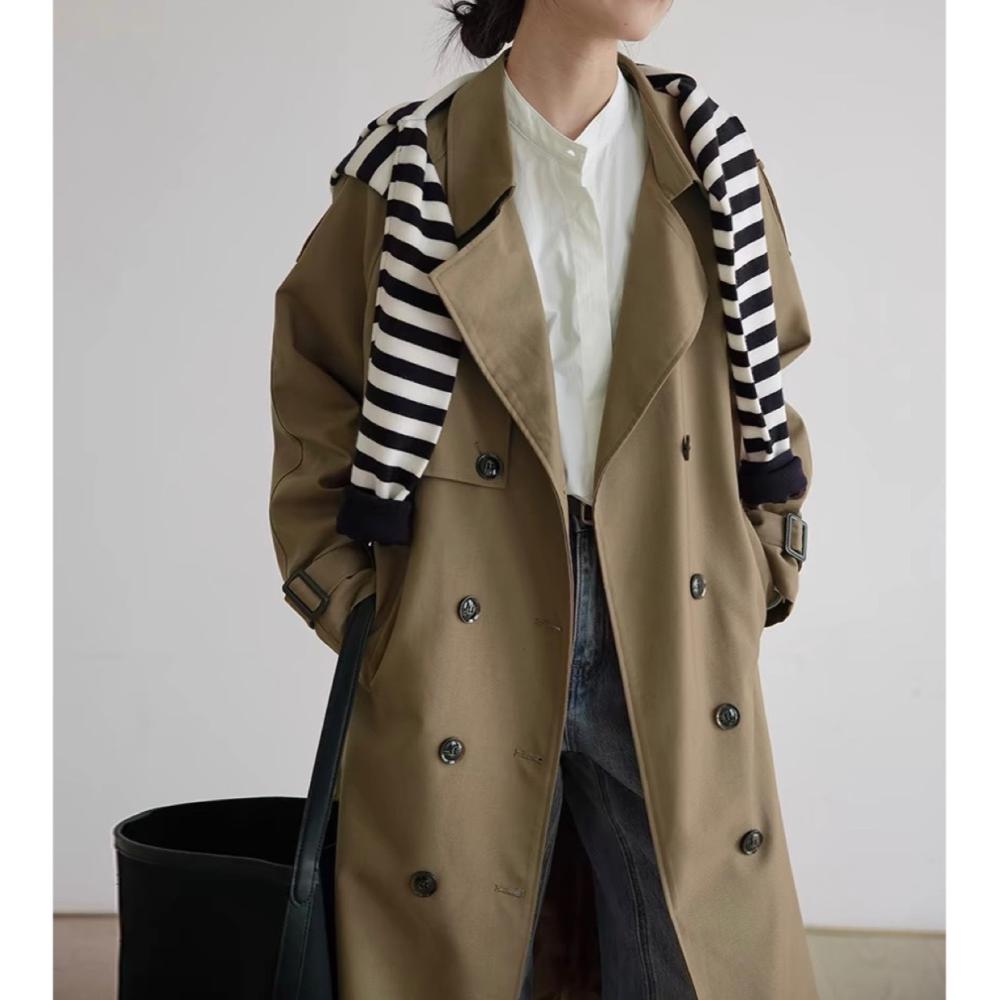 Premium Buckle Trim Midi Trench Coat  |  Womens Coats Clothing Coats