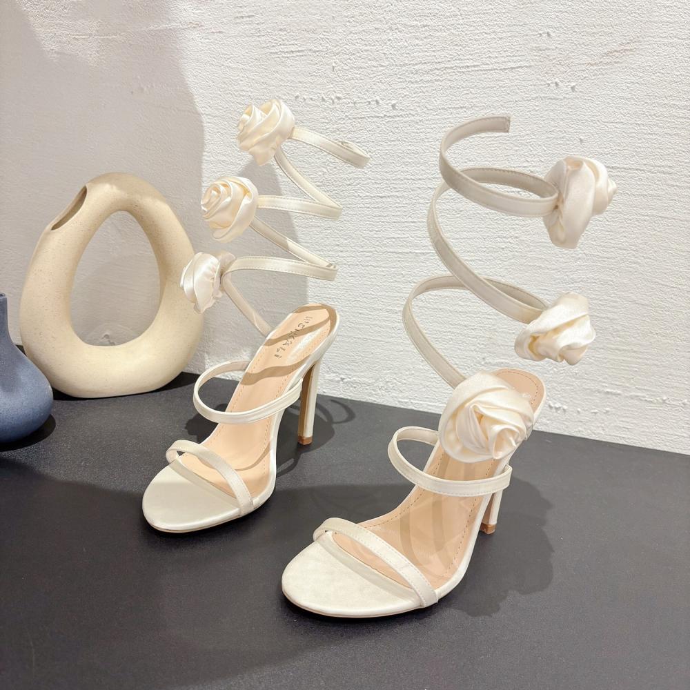 Satin Oversized Flower Heels  |  Womens Heels Heels Heels